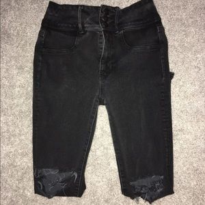 American eagle Black high waisted ripped jeans